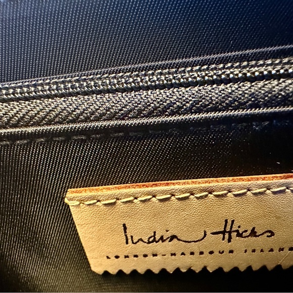 India Hicks Black Leather Zip Clutch Wallet In Box NWOT - Picture 4 of 6